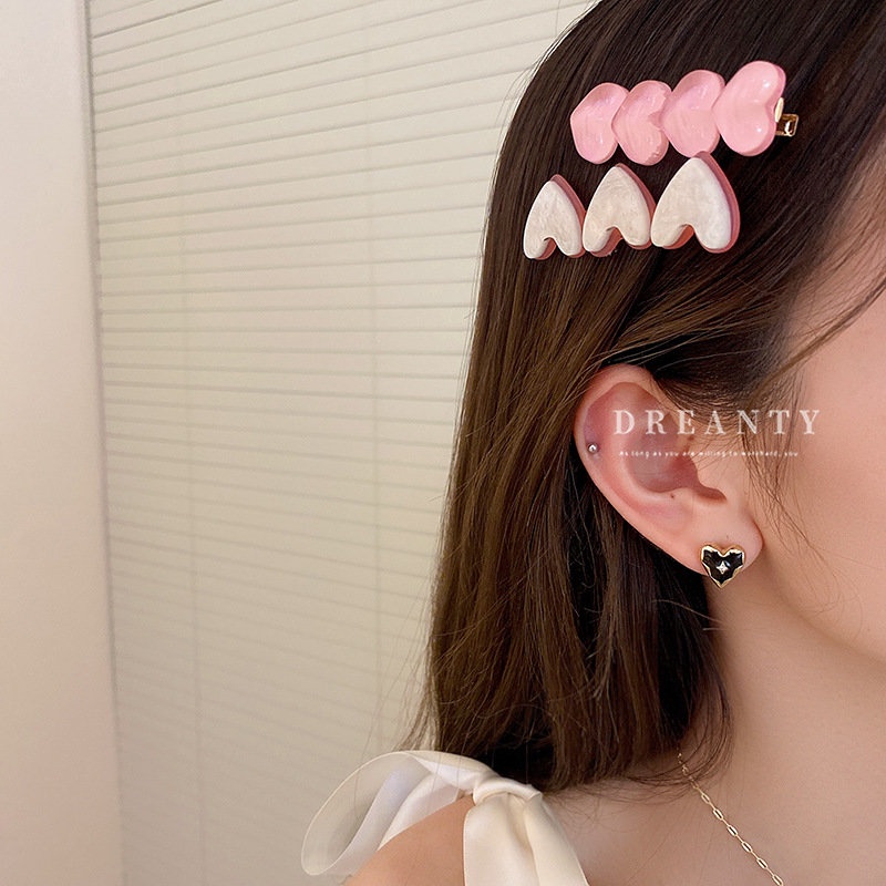 Kẹp Tóc Hai Lớp Hình Trái Tim Thời Trang Cho Nữ