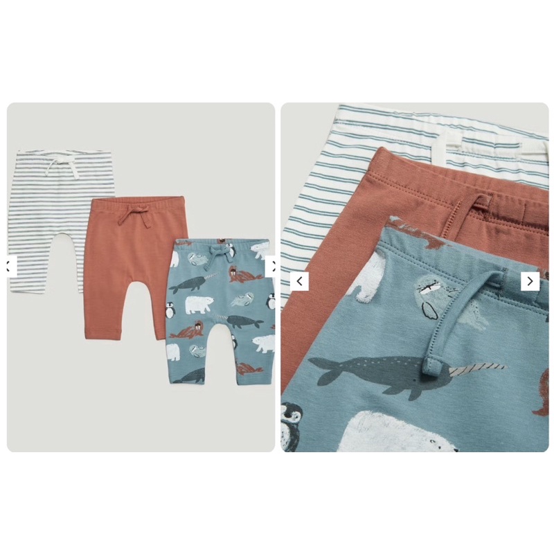 Set gồm 3 quần dài cho bé trai màu đều đẹp săn sale UK sz 18-23m