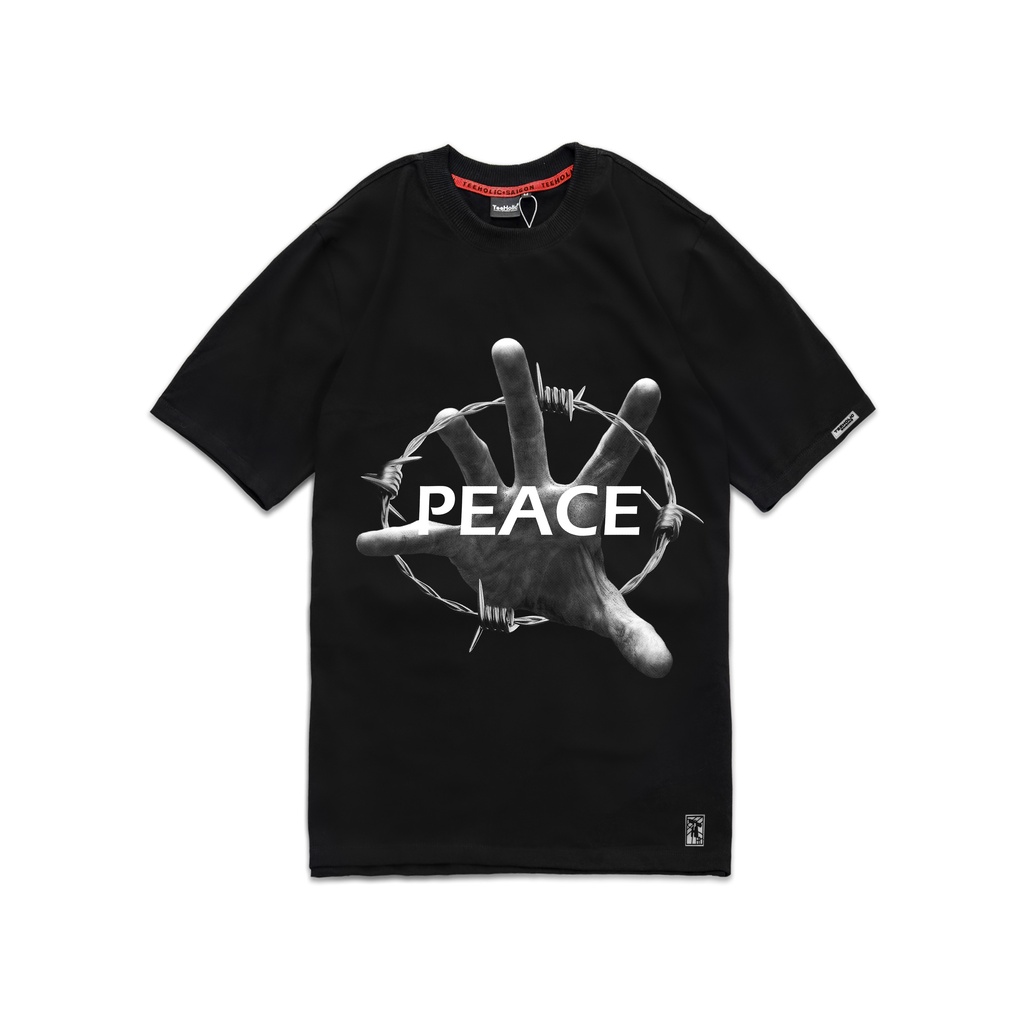 Áo thun unisex nam nữ local brand màu đen Peace TeeHolic - THS