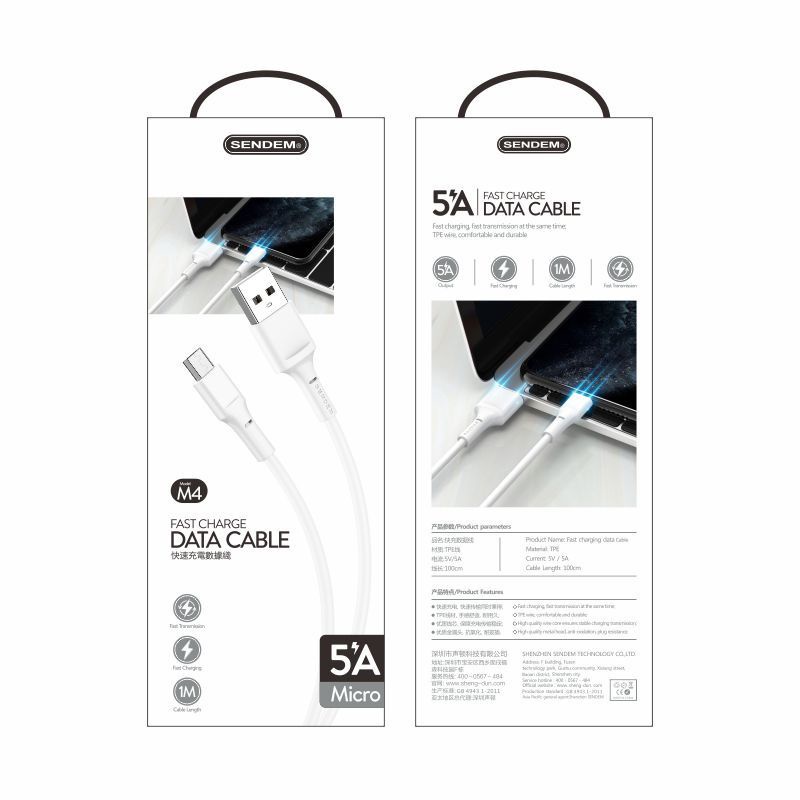 Cáp dữ liệu Sendem M4 5A sạc nhanh thông minh