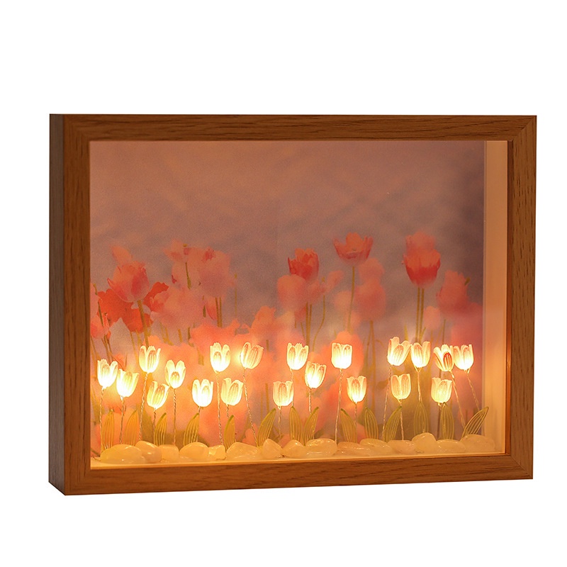 Đèn Ngủ Hoa Tulip Đèn Led khung ảnh Hoa Tulip Pha Lê Đèn DIY Đèn LED Trang Trí Quà Tặng Ý Nghĩa Đèn Led Để Bàn
