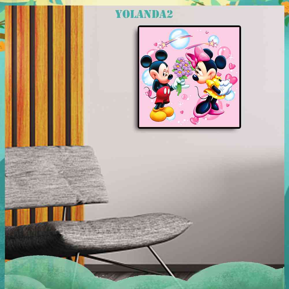 Bộ Tranh Đính Đá Tự Làm Họa Tiết Chuột Mickey Và Minnie Trang Trí Nội Thất