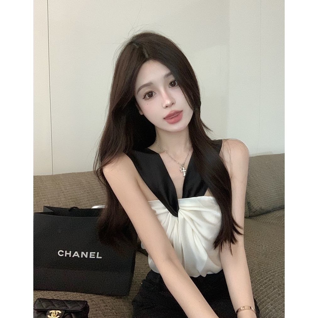 COZOK Áo Hai Dây Vải satin Thời Trang Quyến Rũ
