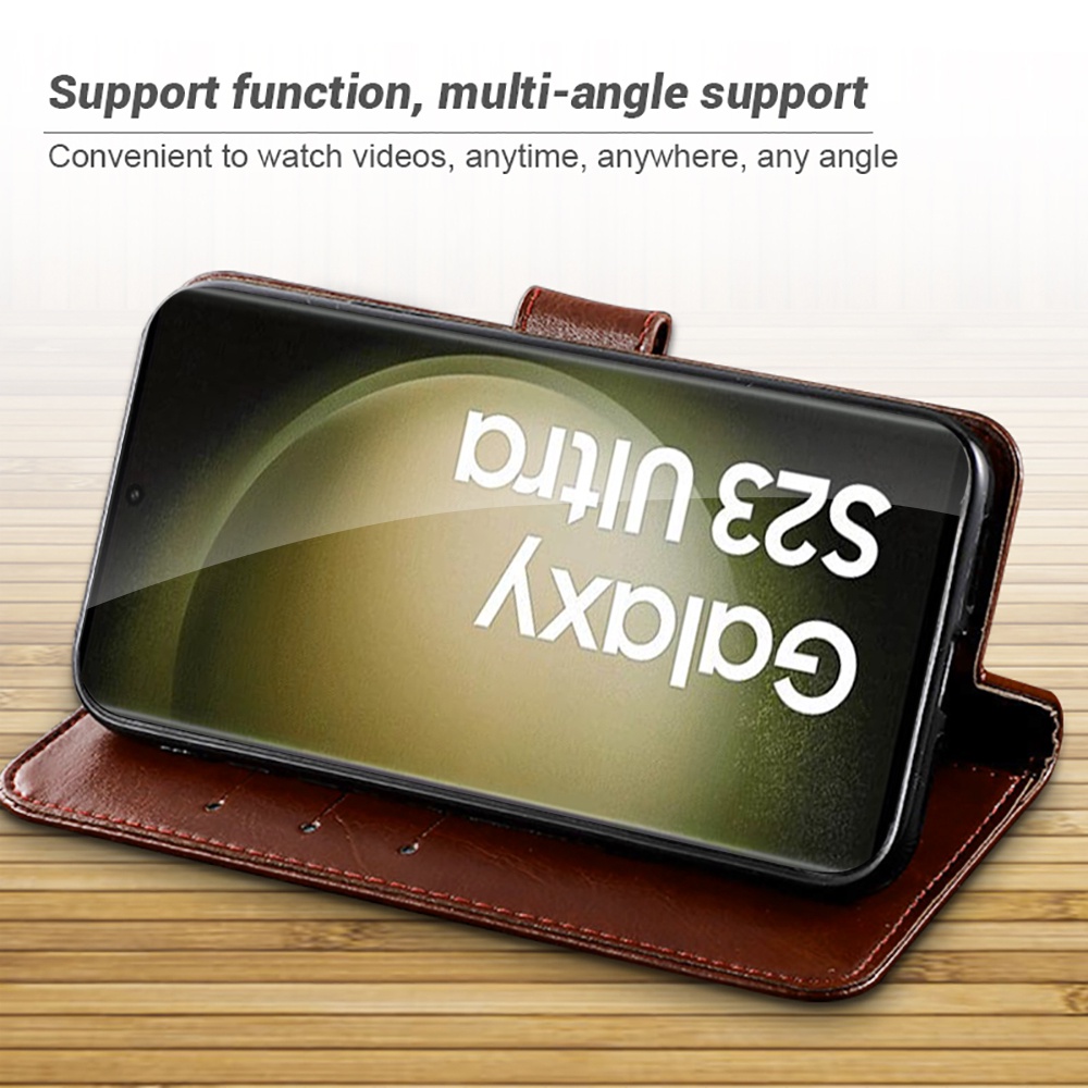 Bao Da Điện Thoại Nắp Lật Từ Tính Cho Samsung S23 5G Cover Capas Galaxy Sumsung S22 Ultra 23 Plus