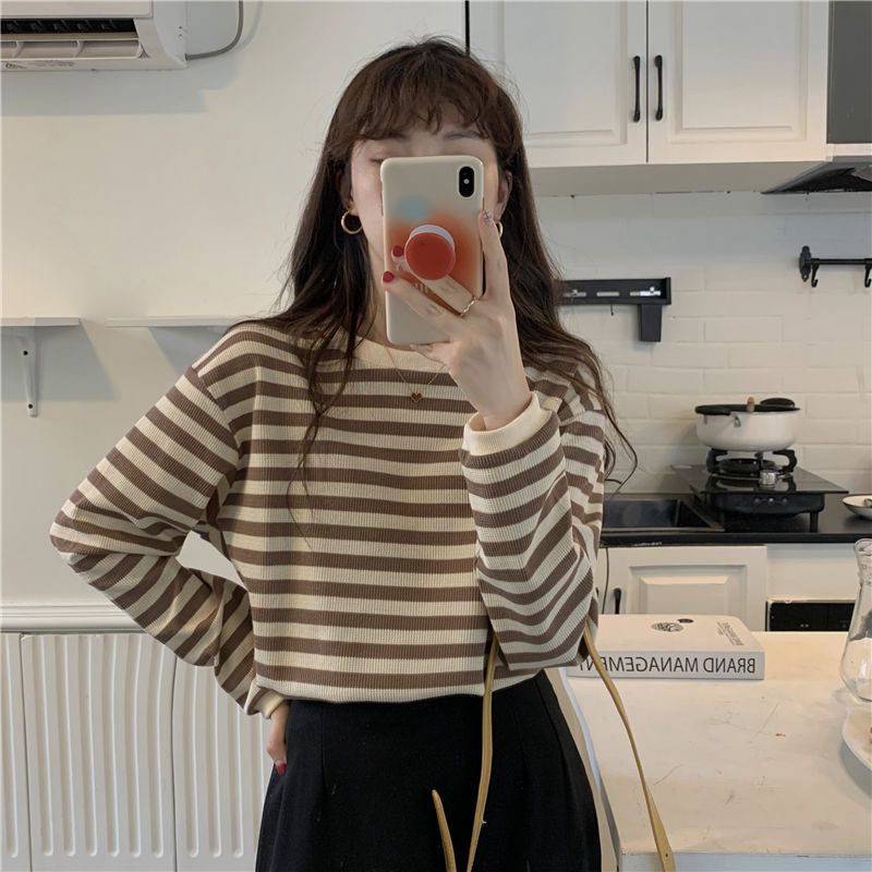 COZOK Áo Thun Nữ Dài Tay Cổ Tròn Thời Trang Hàn