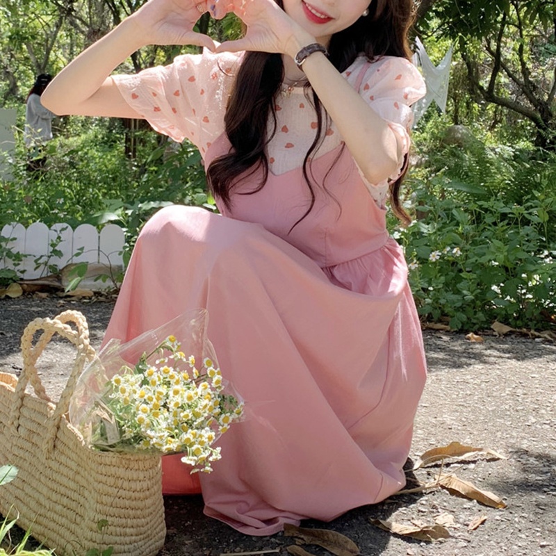 IELGY  Bộ Đầm Hai Dây Họa Tiết Chấm Bi Thời Trang Dành Cho Nữ