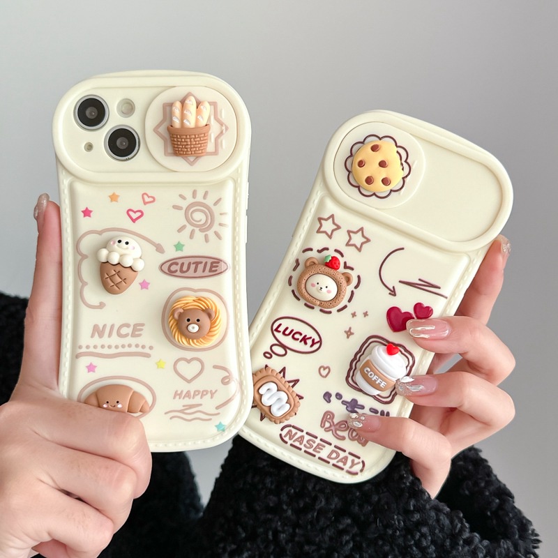Ốp Điện Thoại Dẻo Họa Tiết Hoạt Hình Gấu & Bánh Quy 3D Dễ Thương Cho IPhone 11 12 13 14 Pro Max FTD01 hp shin case