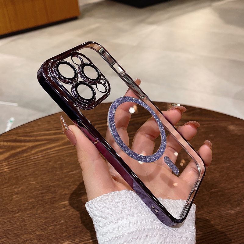 Ốp Điện Thoại iPhone 14 plus 13 12 14 Pro max case ốp lưng điện thoại iphone 14 13 12 promax Cứng Trong Suốt Lấp Lánh Sang Trọng Chống Sốc Kèm Móc Xỏ Ngón Nam Châm Cho iP12 13 14 Pro max 14 plus