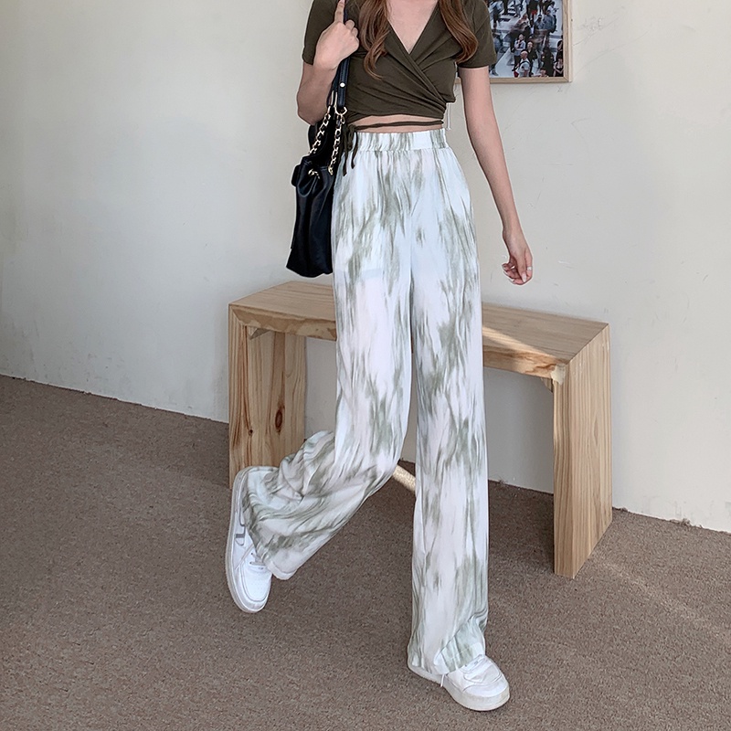 Quần Ống Rộng Lưng Cao Nhuộm Màu Thời Trang Mùa Hè Cho Bé