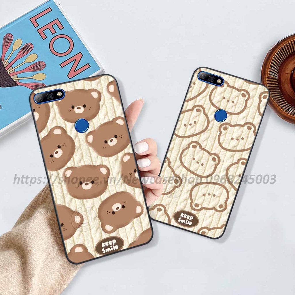 Ốp lưng Huawei Y6 Prime/ Y6 2018/ Y7 Prime-Pro 2018/ Y9 2018 in hình họa tiết len Bear Cute