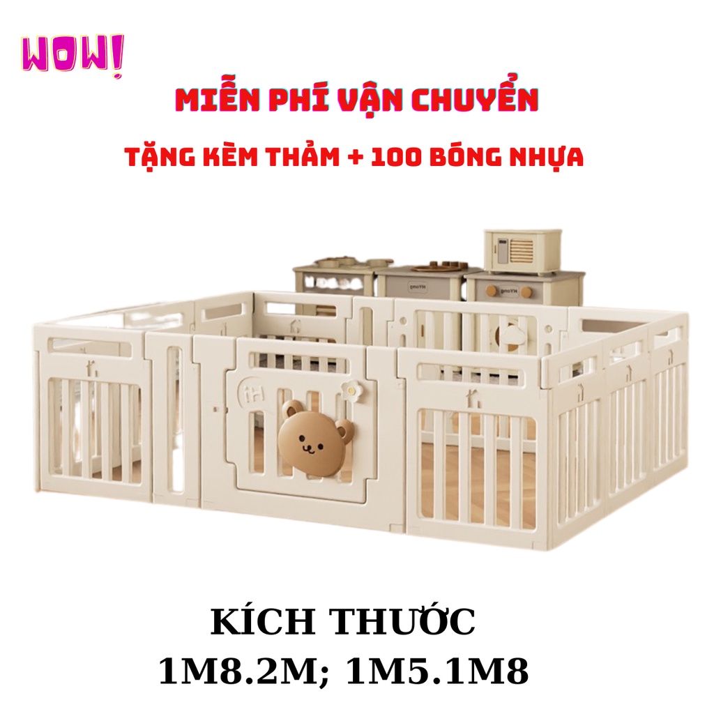 Quây cũi nhựa CHO BÉ CAO CẤP MÃ 01TẶNG 100 bóng 1 thảm