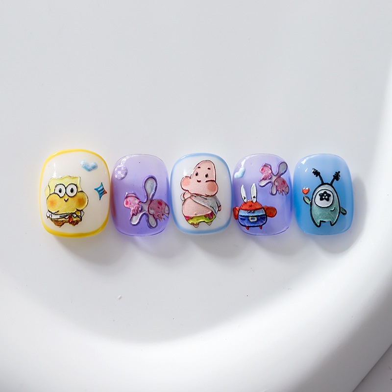 Miếng Dán Trang Trí Móng Tay 5D Hình SpongeBob Dễ Thương DP-232