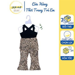 Set đồ bộ cho bé gái - bộ áo thun mix quần ống loe dài đáng yêu từ 7-25kg