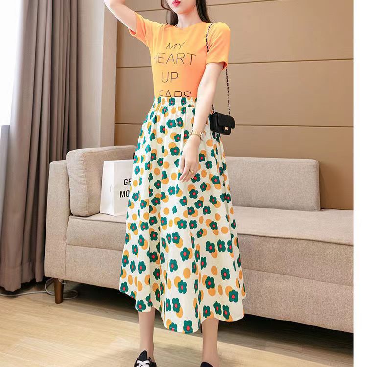 Chân Váy Voan Dài Dáng Chữ A Lưng Thun Co Giãn In Họa Tiết Hoa Phong Cách Cổ Điển Thời Trang Mùa Hè Xinh Xắn Cho Nữ