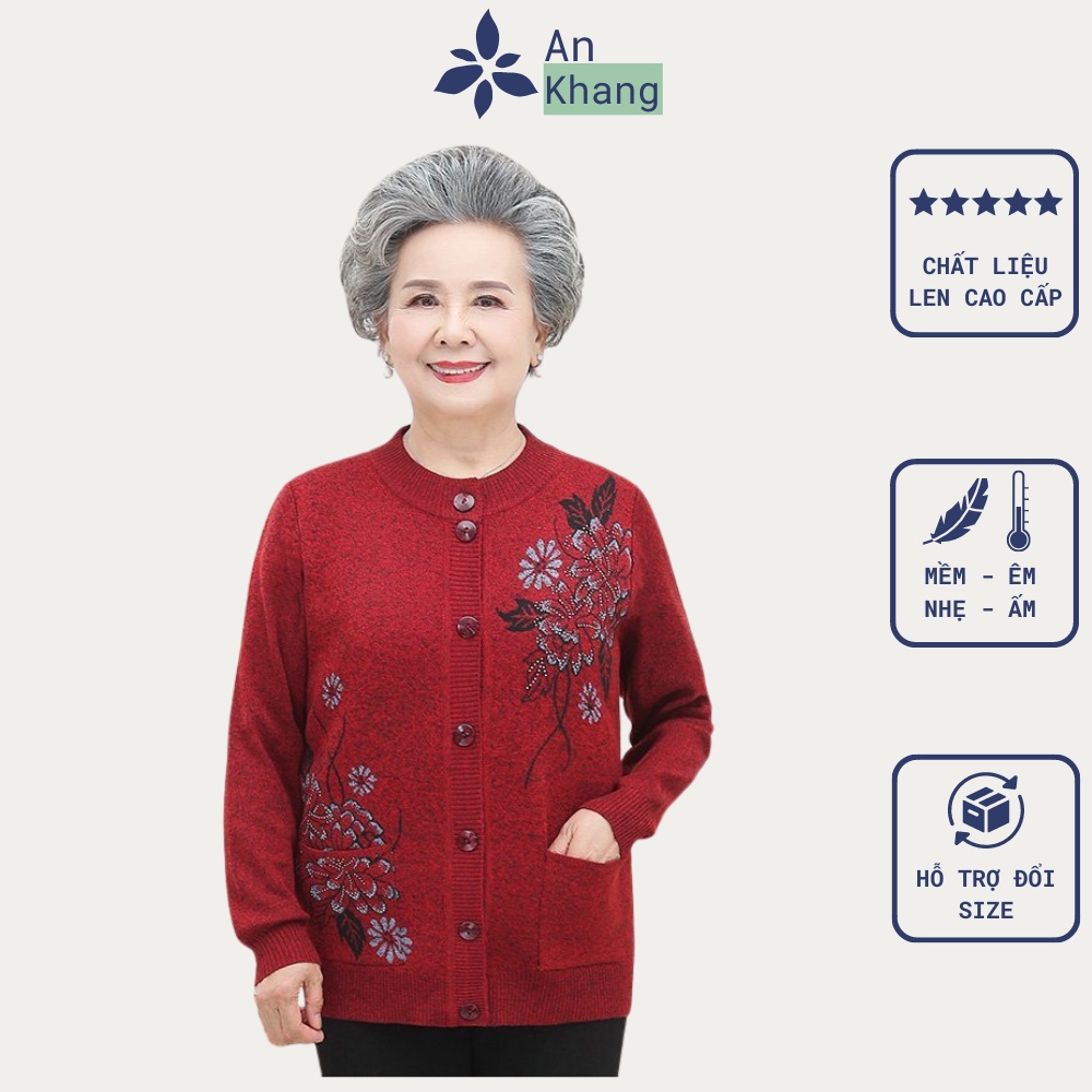 Áo Len Cardigan Cài Cúc Trung Niên Tặng Mẹ