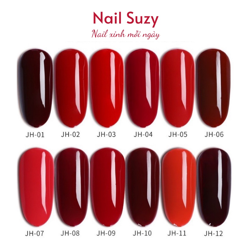 Sơn gel AS móng tay tone đỏ cam đỏ tươi đỏ đô NAIL SUZY mã JH 15ml
