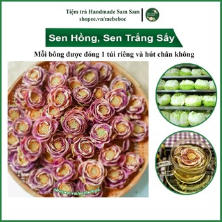 Trà hoa sen hồng, sen trắng quan âm sấy lạnh hút chân không giúp giảm căng thẳng, ổn định huyết áp của tiệm trà samsam