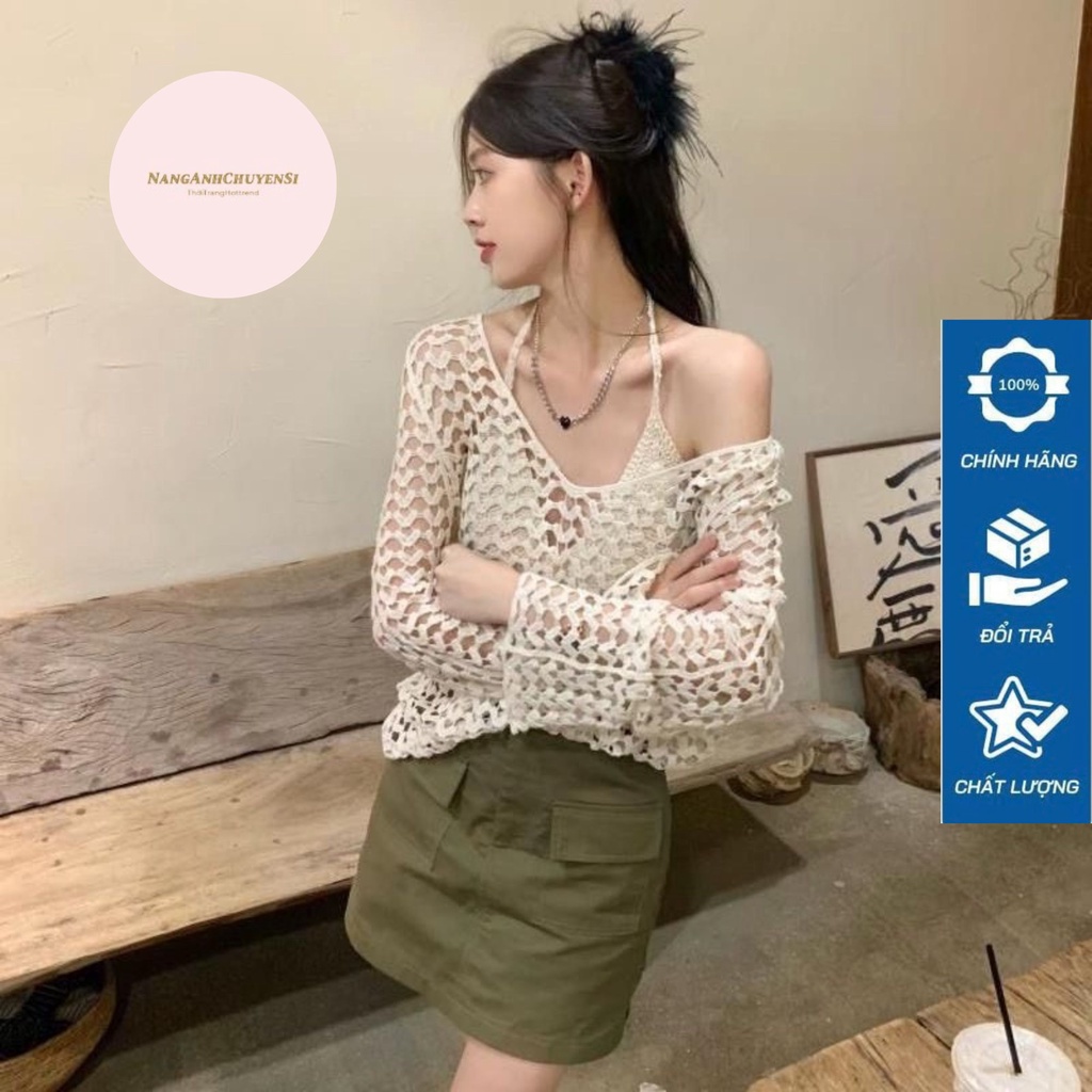 Áo Lưới Đi Biển Du Lịch Cổ Tim Hàng Loại 1 Đồ Bơi Đồ Đi Biển