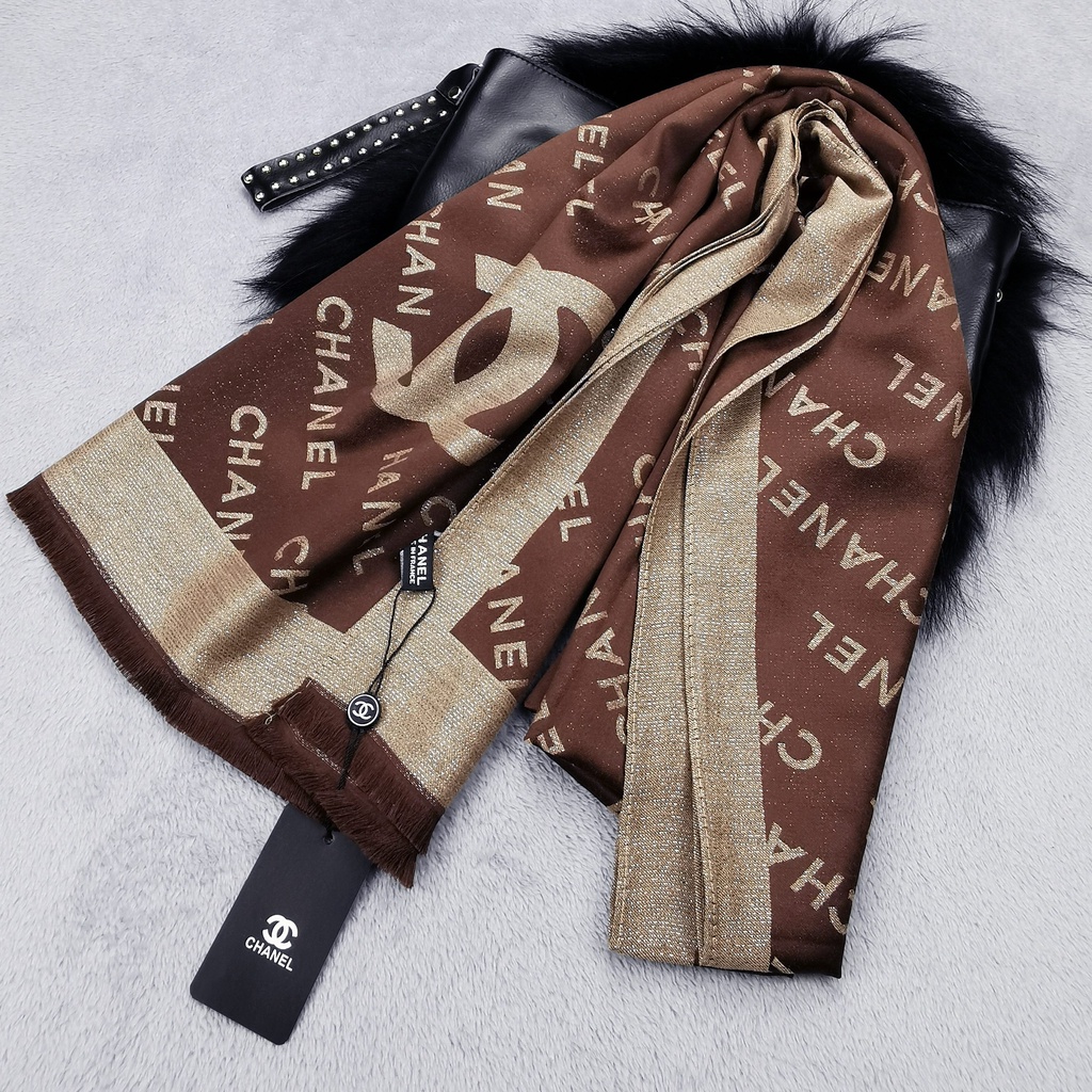 Khăn Choàng Dài Màu Trơn In Chữ CC Sang Trọng Thời Trang Đi Biển Cho Nữ 2023