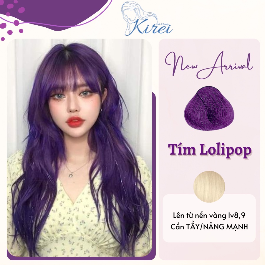 Thuốc nhuộm tóc màu TÍM LOLIPOP không cần tẩy tóc Kirei Hair, KireiHair, KIREIHAIR