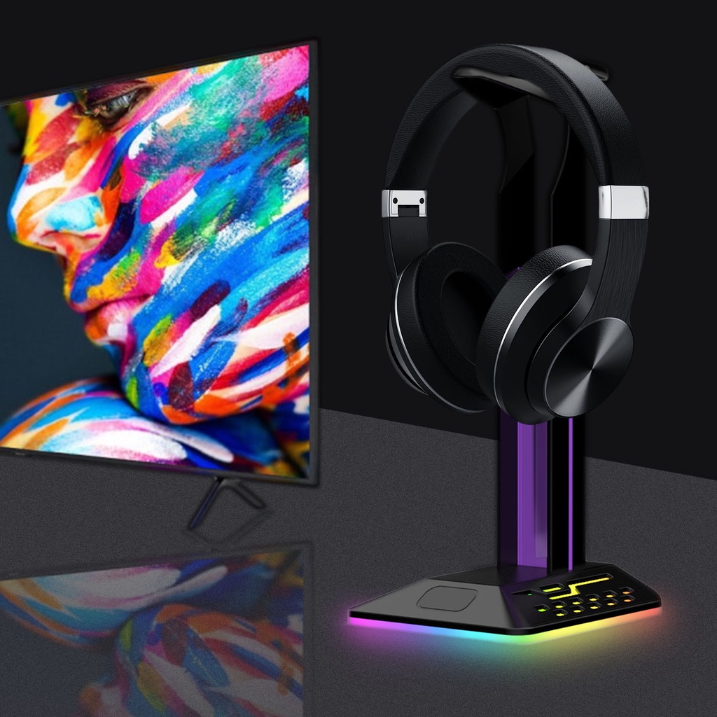 Giá Đỡ Tai Nghe Chơi Game USB 2.0 Tích Hợp Đèn LED RGB Dành Cho PC Laptop