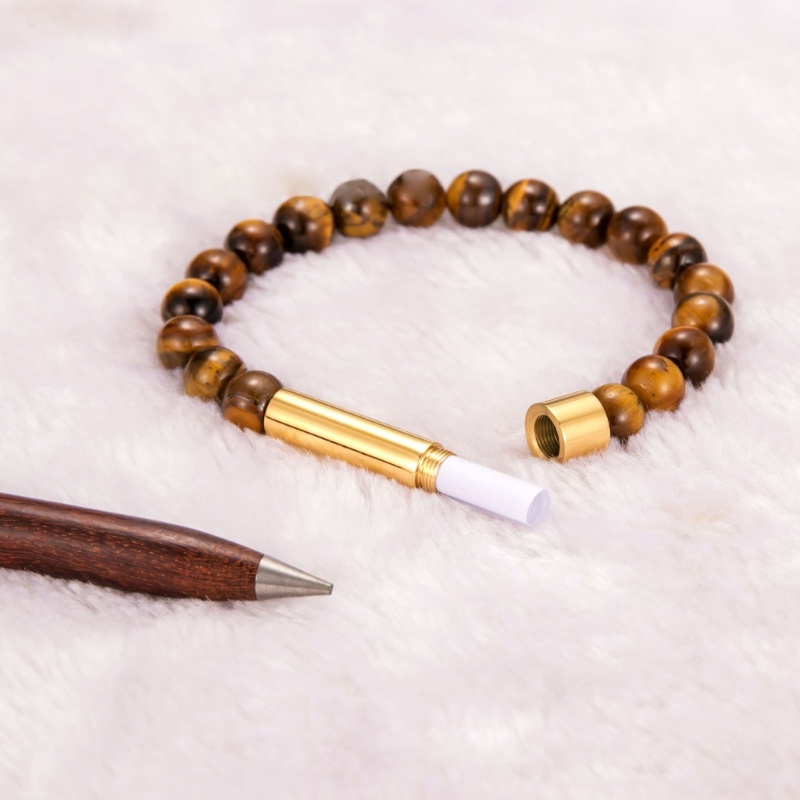 Vòng Tay Đá Tự Nhiên Kết Nối Ống Thép Không Gỉ