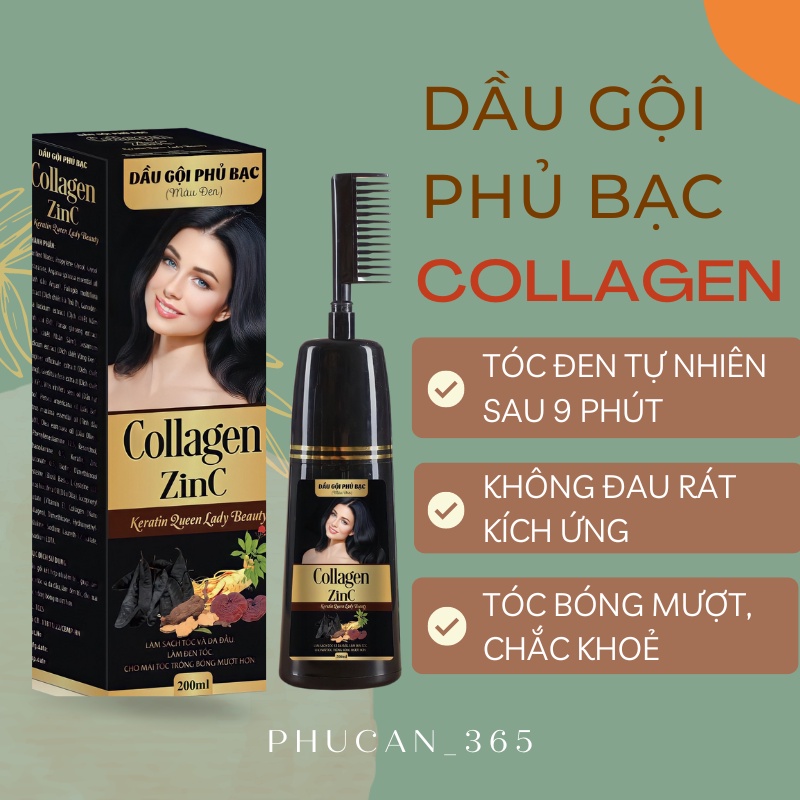 DẦU GỘI PHỦ BẠC COLLAGEN NANO - CHÍNH HÃNG THÀNH PHẦN TỰ NHIÊN HIỆU QUẢ SAU 9 PHÚT AN TOÀN KHÔNG GÂY KÍCH ỨNG HỘP 200ML