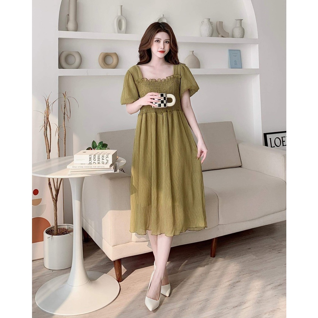 Váy Bầu Mùa Hè. Đầm Bầu Thiết Kế Chun Ngực, Chất Voan 2 Lớp Xinh Xắn A142 Lin Store66