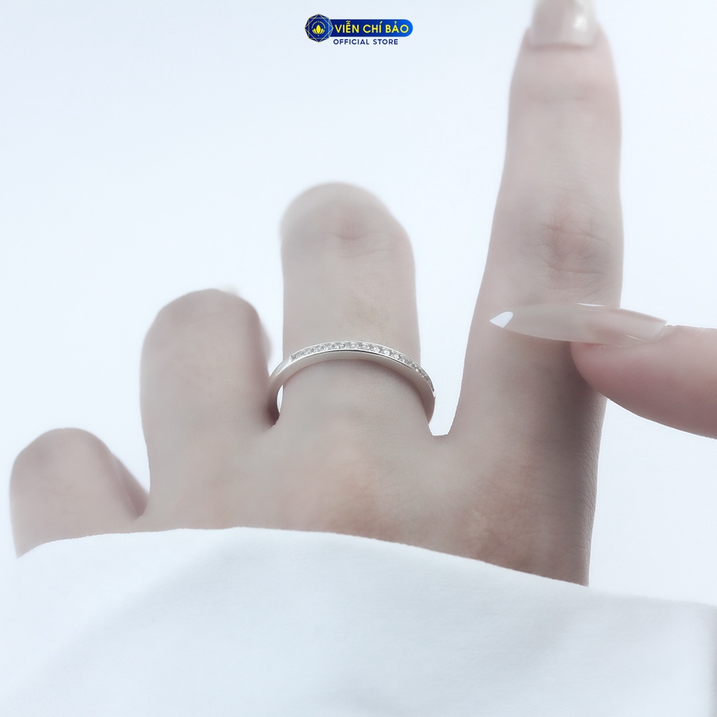 Nhẫn bạc nữ một hàng đá chất liệu bạc 925 thời trang phụ kiện trang sức nữ Viễn Chí Bảo N400347