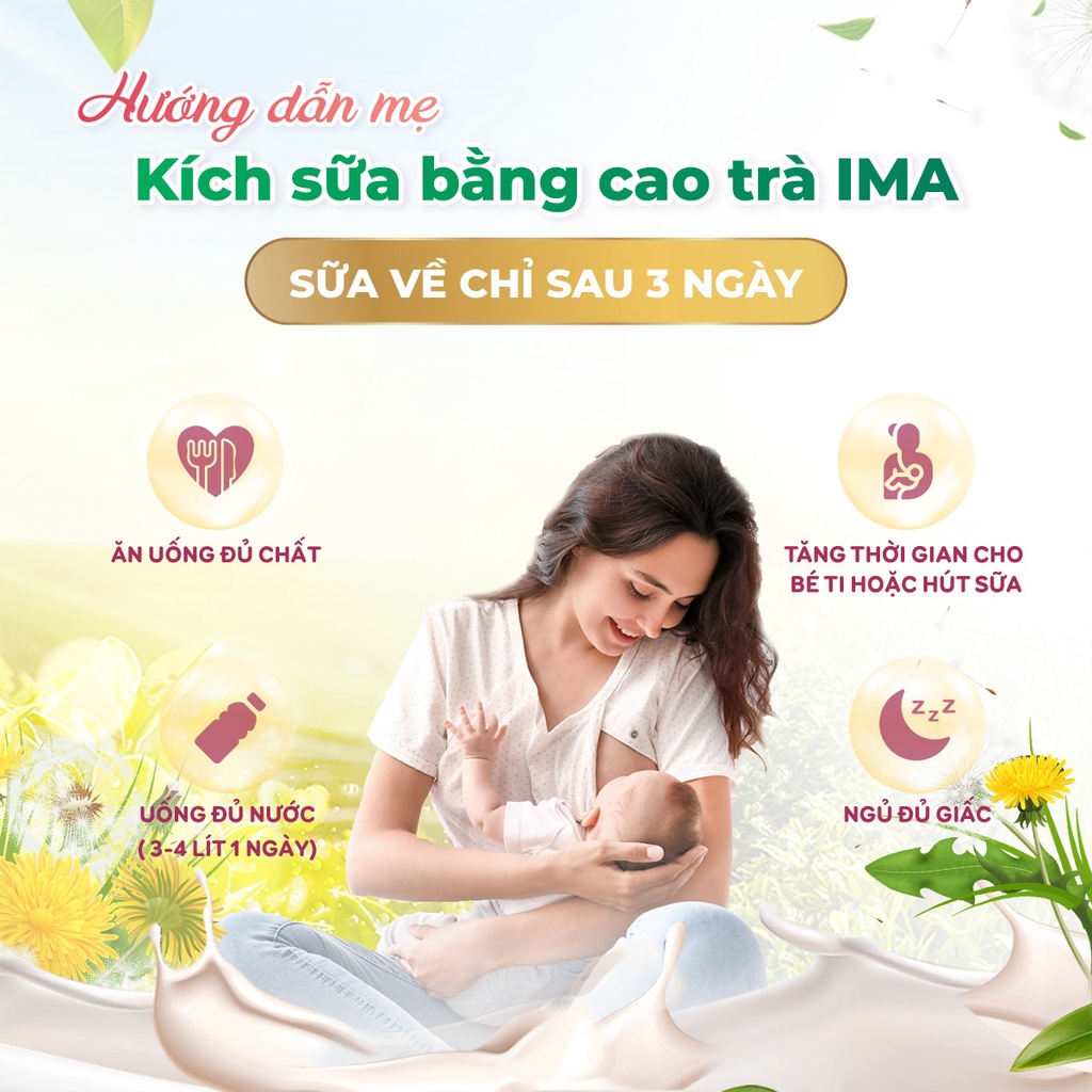 Cao Trà Kích Sữa IMA - Cao Trà Thiên Nhiên 100% Lá và Hoa Bồ Công Anh - Cao Trà Lợi Sữa Cho Mẹ Sau Sinh