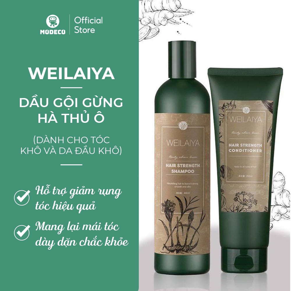 Bộ Dầu Gội Weilaiya Chính Hãng - Dầu Gội Xả Gừng Mọc Tóc Ngăn Rụng Tóc - Modeco Beauty