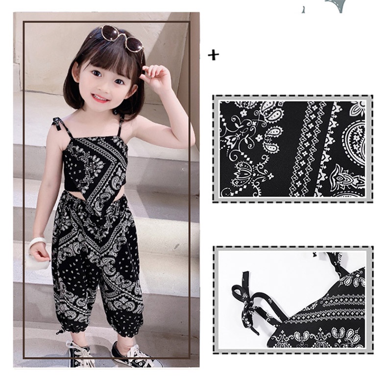 Bộ đồ IQ ANGEL gồm áo hai dây và quần dài chống muỗi xinh xắn cho bé gái