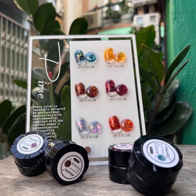 Set Gel Nhũ Hổ Phách Huaxi 6 Màu chính hãng tặng Kèm Bảng Màu