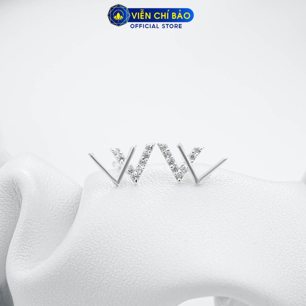 Khuyên tai bạc nữ chữ W chất liệu bạc 925 thời trang phụ kiện trang sức nữ Viễn Chí Bảo E096