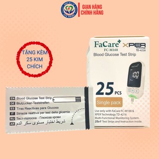 Que thử đường huyết Glucose dành cho máy đo Facare 5 trong 1 FC-M168 (TD-4216) - Hộp 25 que thử
