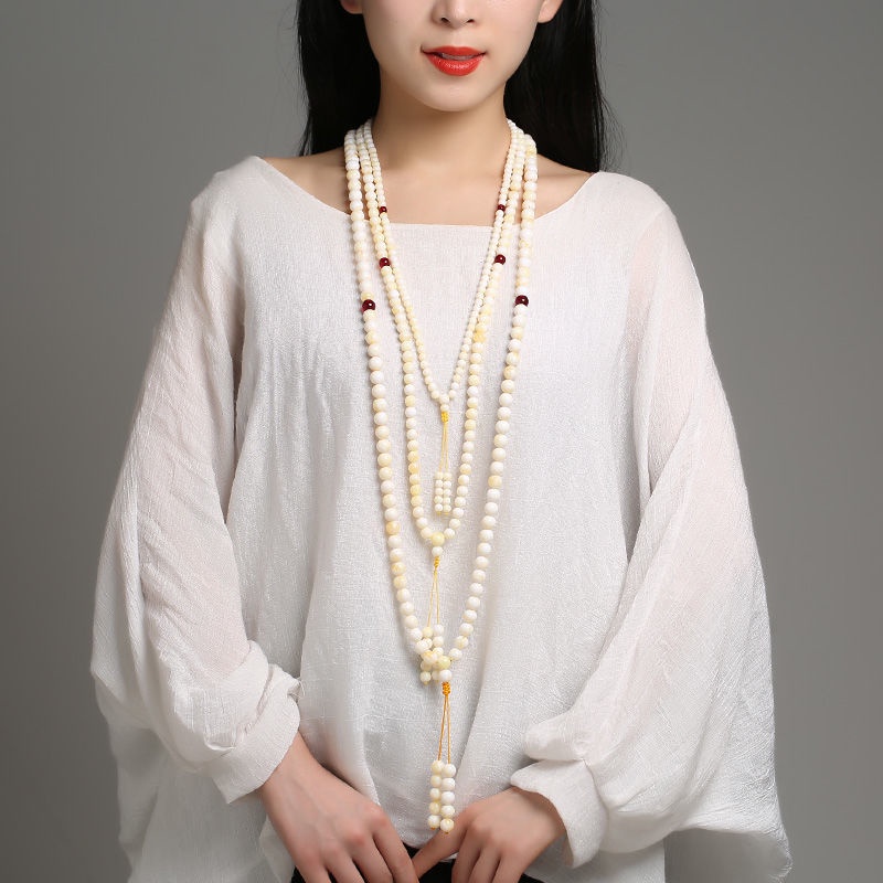 Chuỗi 108 Hạt Đá Tự Nhiên Màu Hổ Phách Tự Nhiên Dùng Làm Vòng Tay / Dây Chuyền