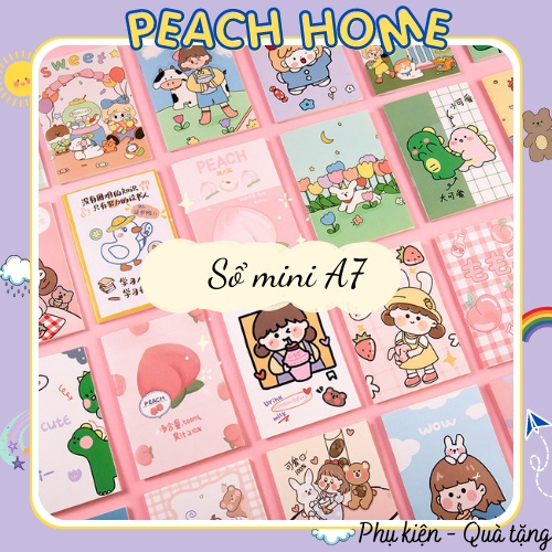 SỔ A7 MINI Ghi Chú Có Dòng Kẻ Họa Tiết Cute Nhỏ Gọn Tiện Lợi Tập Viết Vở Note Học Tập Hoạt Hình