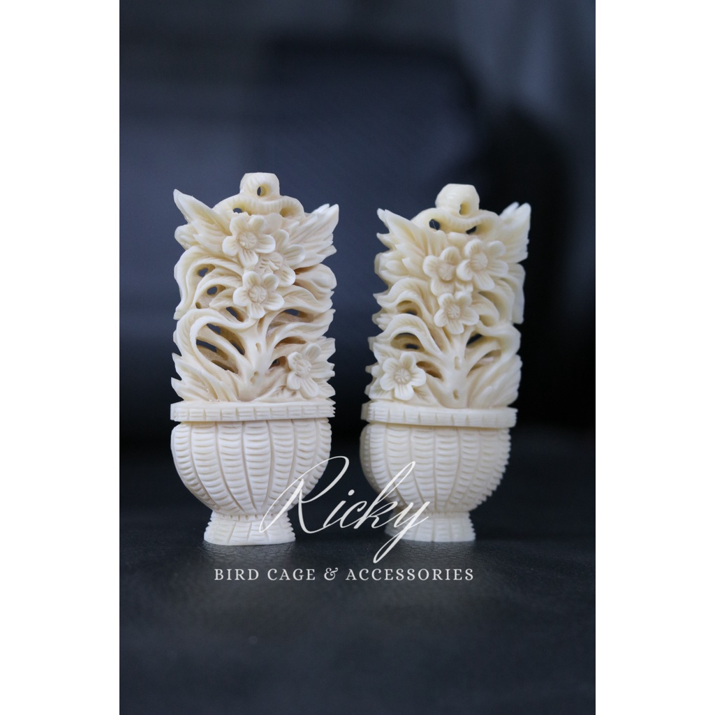 Phụ kiện lồng chim - Puteh longsan - Basket flower design  - B0NE (X026) RICKY BIRD SHOP