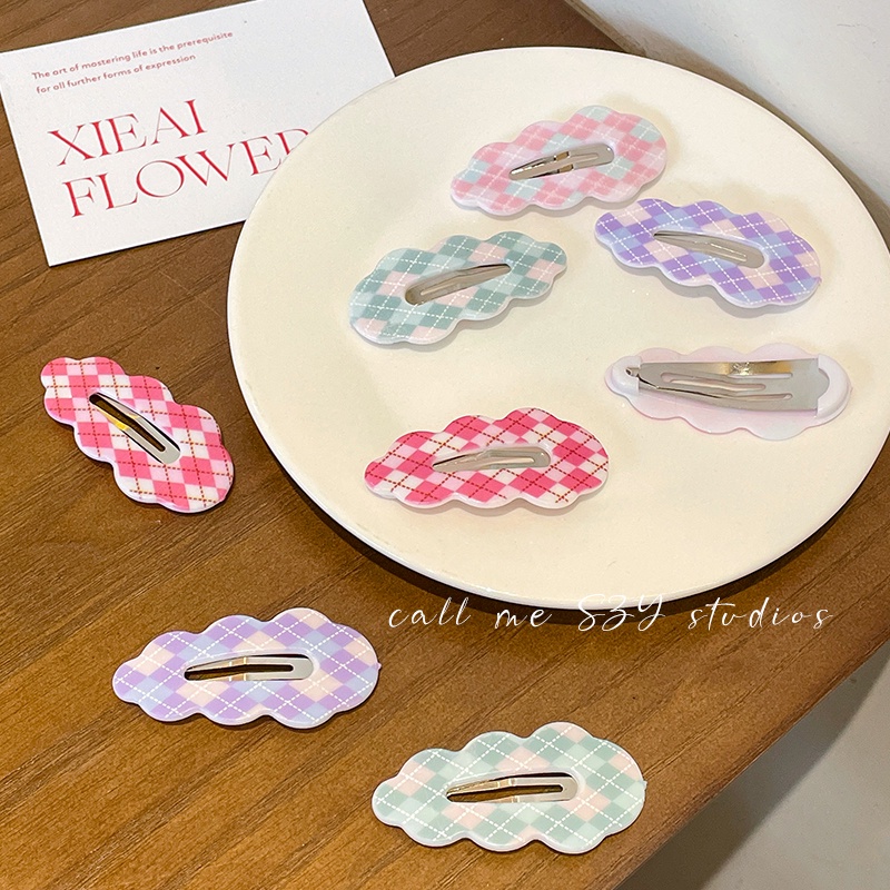 Bộ 2 Kẹp Tóc Nhỏ Họa Tiết Kẻ Sọc Nhiều Màu Thời Trang Hàn Quốc Cho Bé