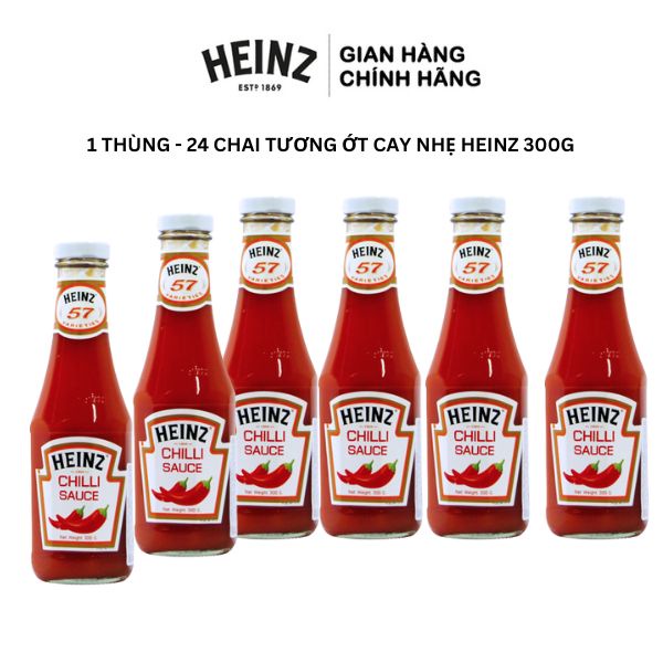 24 chai - 1 thùng Tương Ớt Cay Nhẹ Truyền Thống HEINZ 300g không chất bảo quản (Date: 2024)