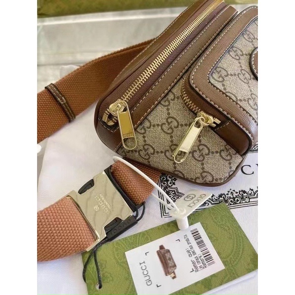 Túi mề gà W366-22 đeo chéo BUMBAG GG LOGO CHẤT DA TOGO, DA THẬT SIZE MINI : 22 CM FULLBOX