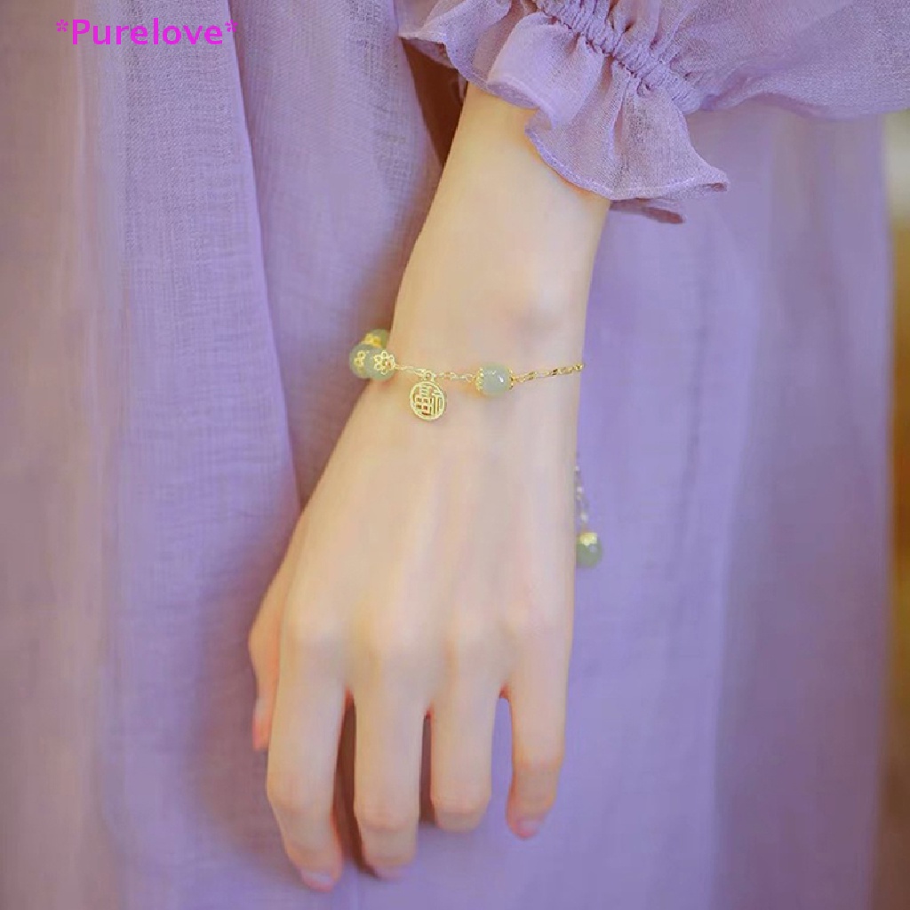 Purelove &gt; Vòng Tay Ngọc Bích Nhân Vật May Mắn Hetian Cổ Điển Dễ Phối Đồ Thời Trang Cho Nữ Mới