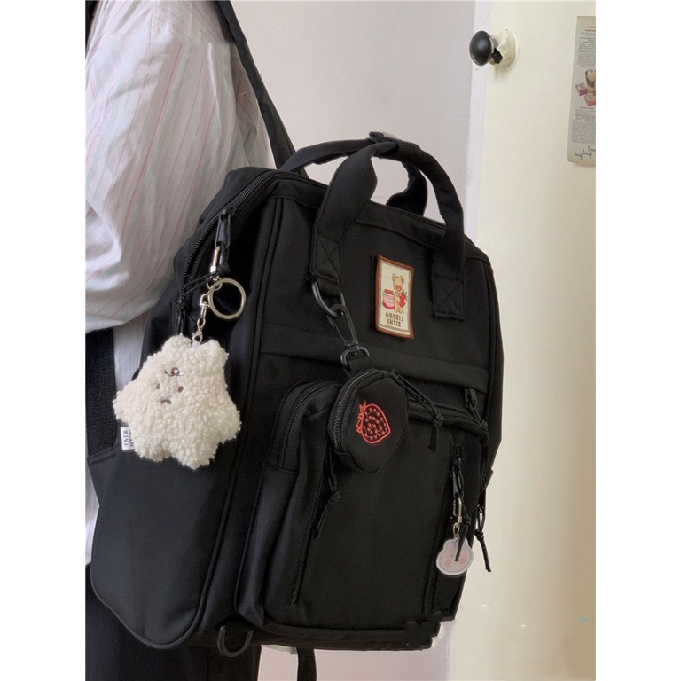 [Hàng Có Sẵn] Balo Đi Học Màu Vàng Kem Phong Cách Preppy Nhật Bản Đơn Giản Cho Nữ Sinh Trung Học @ -