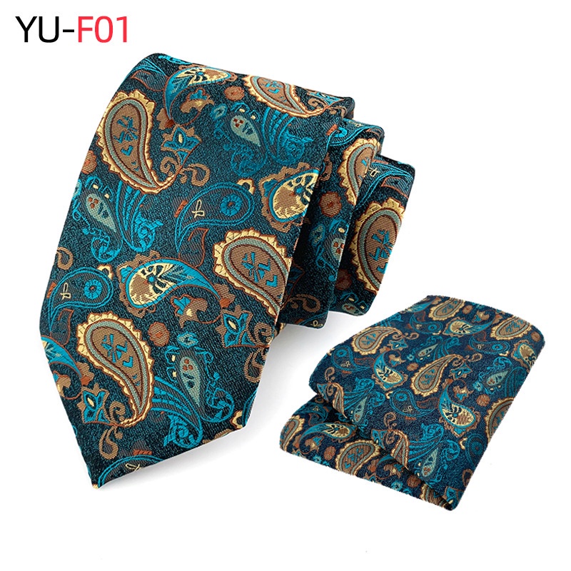 Cà vạt EFAN lụa 100% kèm khăn mặt vuông 8cm sang trọng dành cho nam