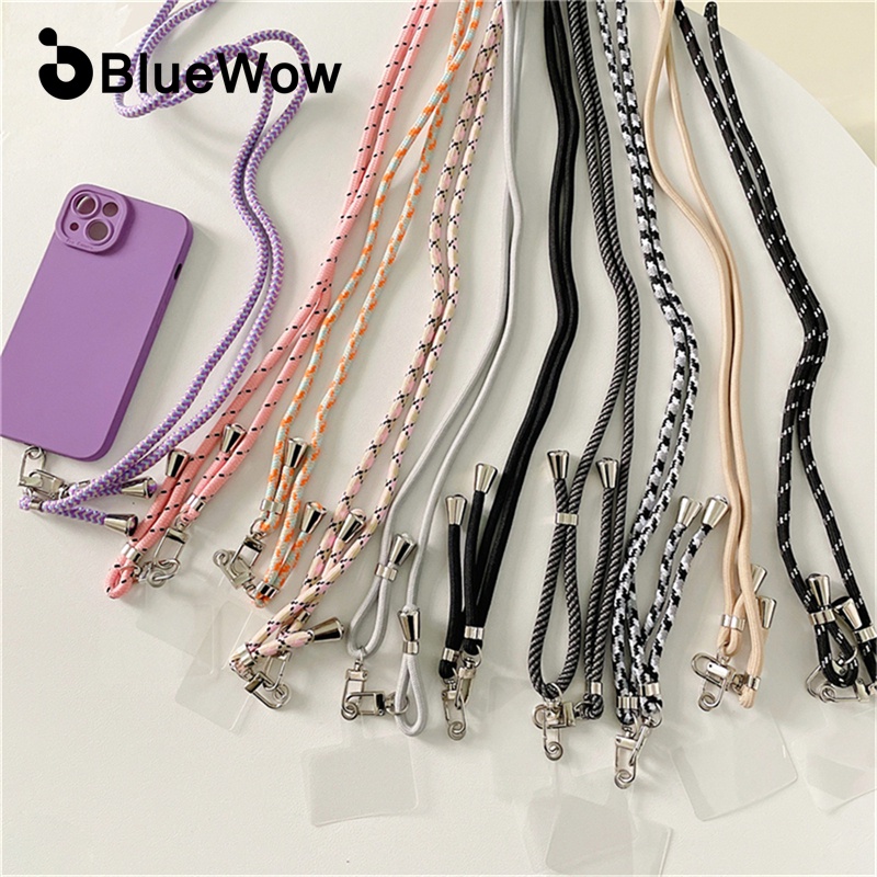 Dây buộc điện thoại BLUEWOW chéo cổ chất liệu nylon có thể điều chỉnh có thể tháo rời với miếng đệm bền trong suốt