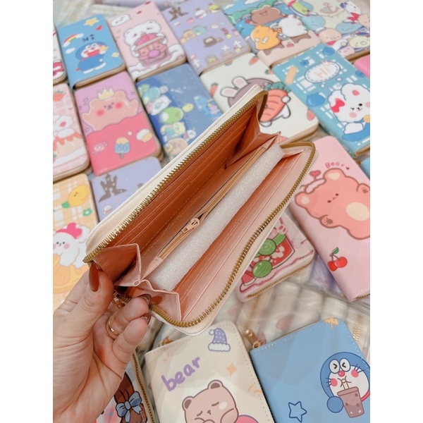 Ví nữ dài cầm tay đẹp dễ thương nhiều ngăn nhiều hình cô gái,hình thú