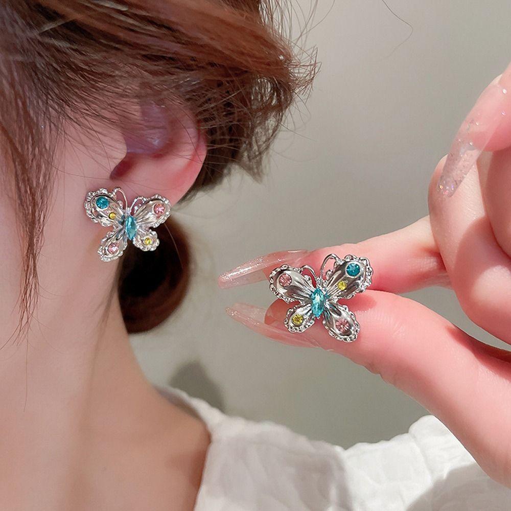 Bông Tai WMES15H Y2k Hình Nơ Bướm Đơn Giản Ngọt Ngào Hợp Thời Trang Cho Nữ|Khuyên Tai Hợp Kim Phong Cách Hàn Quốc