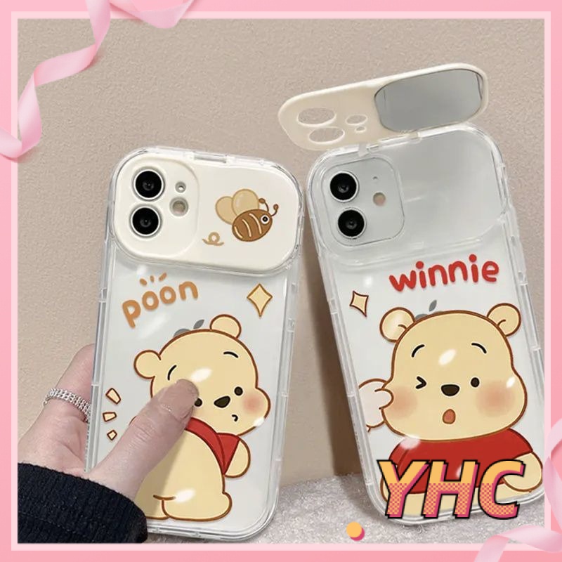 Ốp lưng phone Camera Gấu Vinnie dễ thương lật gương trang điểm iPhone 6 / 6S / 6splus / se / 7 / 7plus / 8 / 8plus / X / xs / xsmax / 11 / 12 / 13 / 14 / Plus / pro / pro max-8004