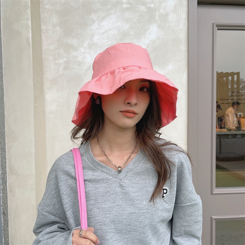 HMH®Mũ bucket hè chất liệu mềm mại có thể gấp gọn ôm mặt phong cách Hàn