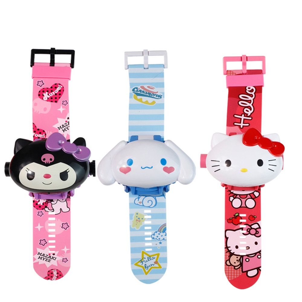 Đồng Hồ Chiếu Hình Mèo Sanrio Kuromi Đáng Yêu Cho Bé